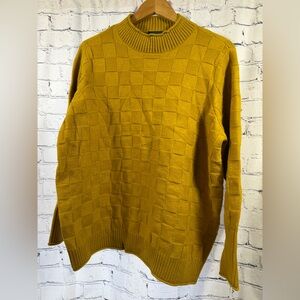 Modcloth Women’s Mustard Checkered Crewneck Sweater